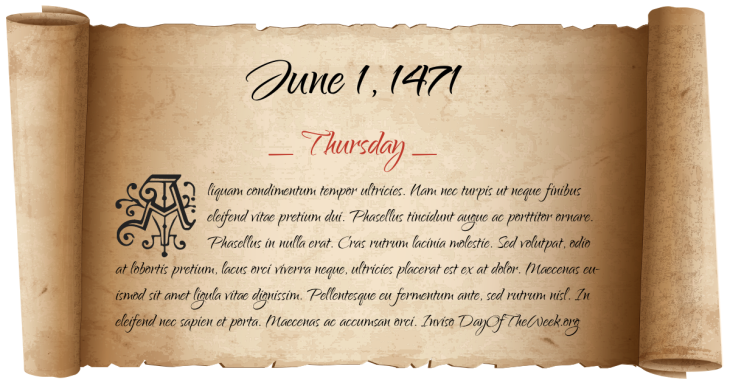 Thursday June 1, 1471