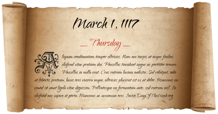Thursday March 1, 1117