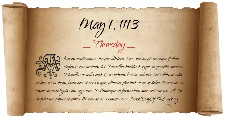 Thursday May 1, 1113