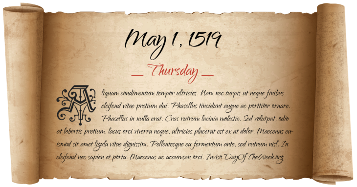 Thursday May 1, 1519