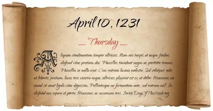 Thursday April 10, 1231
