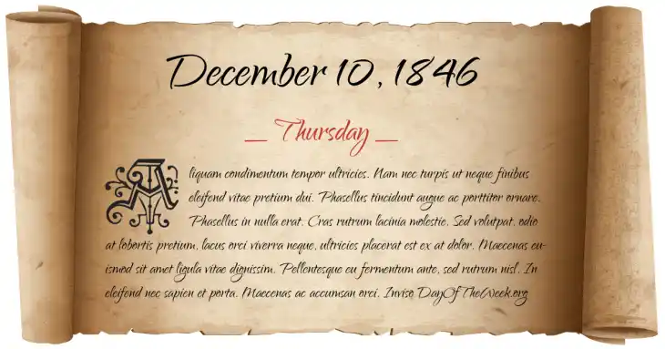 Thursday December 10, 1846