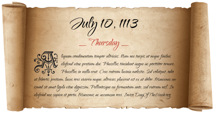Thursday July 10, 1113
