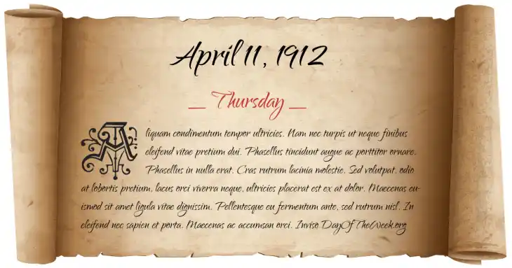 Thursday April 11, 1912