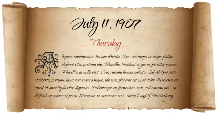 Thursday July 11, 1907
