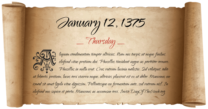 Thursday January 12, 1375