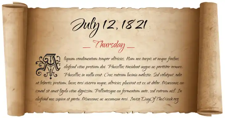 Thursday July 12, 1821