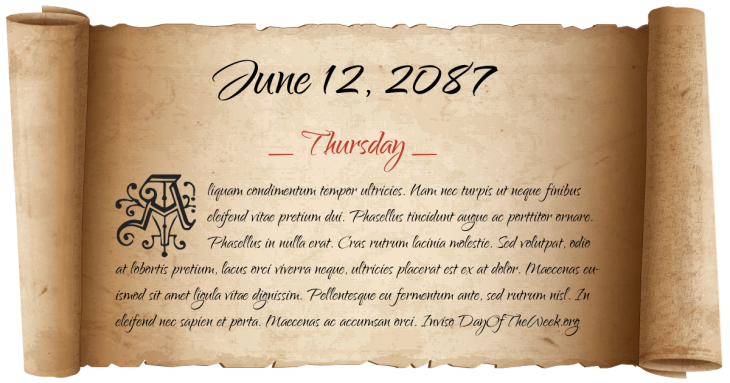 Thursday June 12, 2087