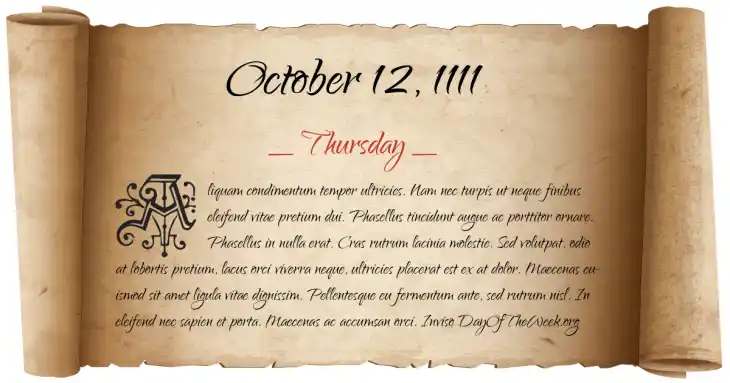 Thursday October 12, 1111