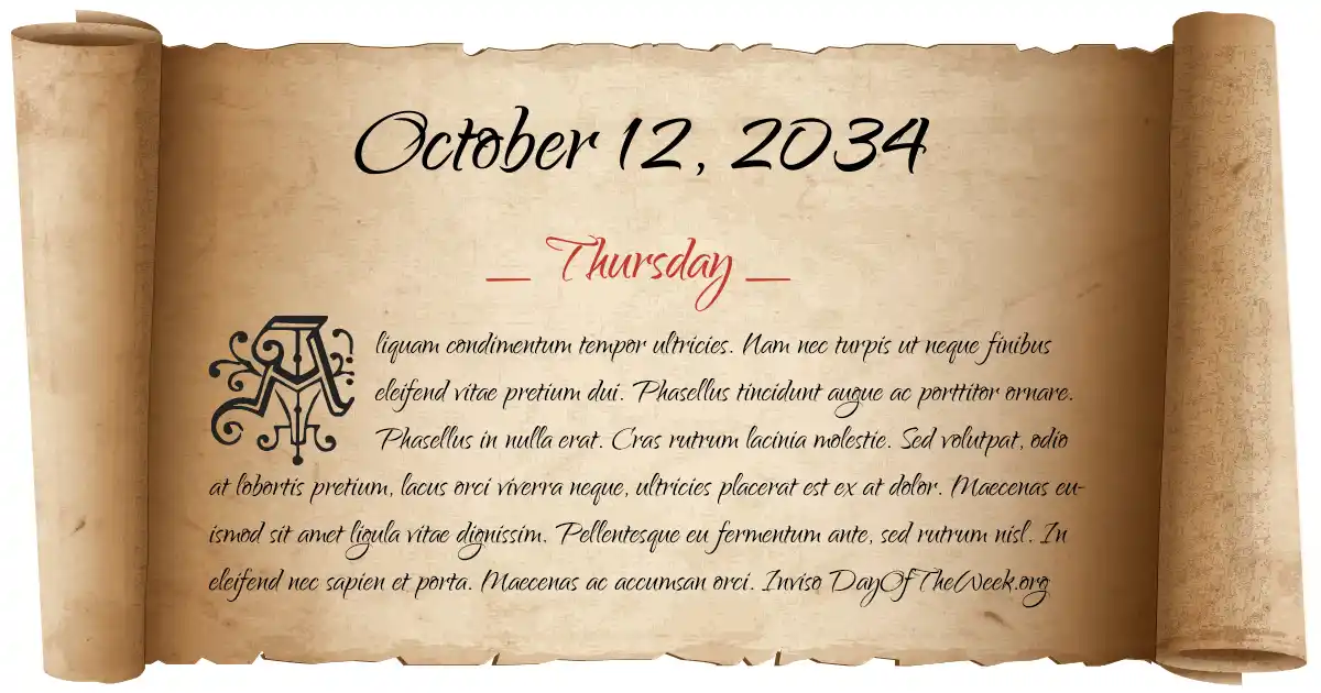 October 12, 2034 date scroll poster