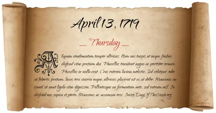 Thursday April 13, 1719