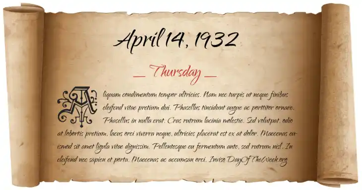 Thursday April 14, 1932