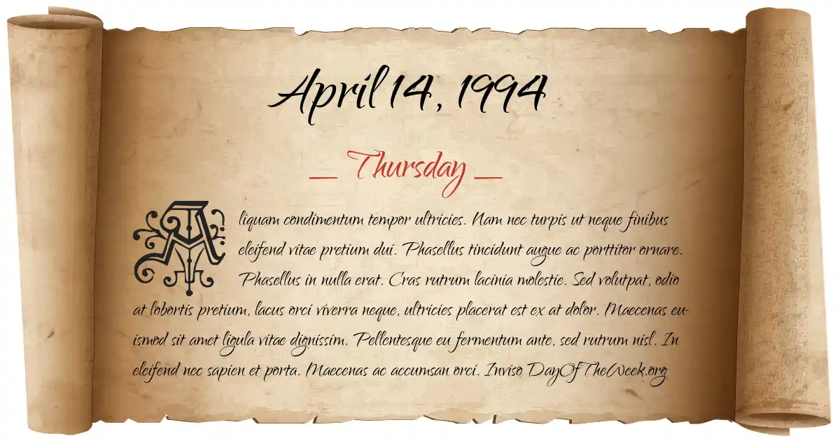 April 14, 1994 date scroll poster