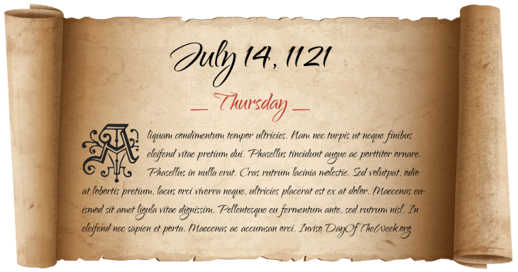 Thursday July 14, 1121
