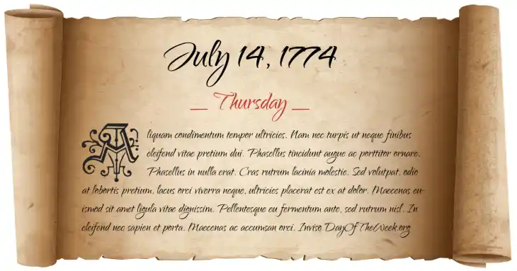 Thursday July 14, 1774