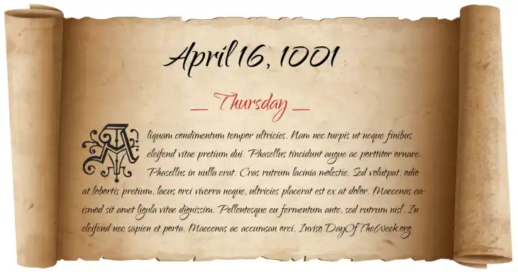 Thursday April 16, 1001