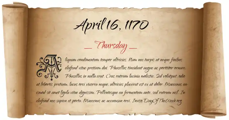 Thursday April 16, 1170