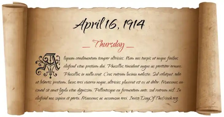 Thursday April 16, 1914