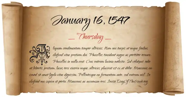 Thursday January 16, 1547