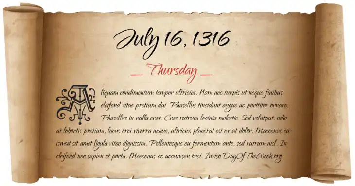 Thursday July 16, 1316