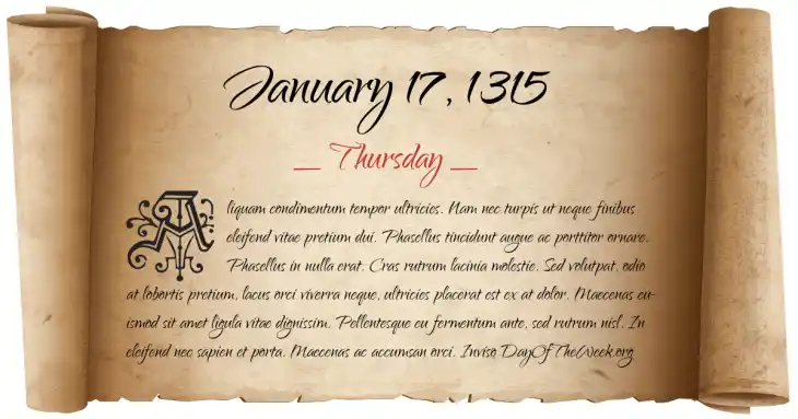 Thursday January 17, 1315