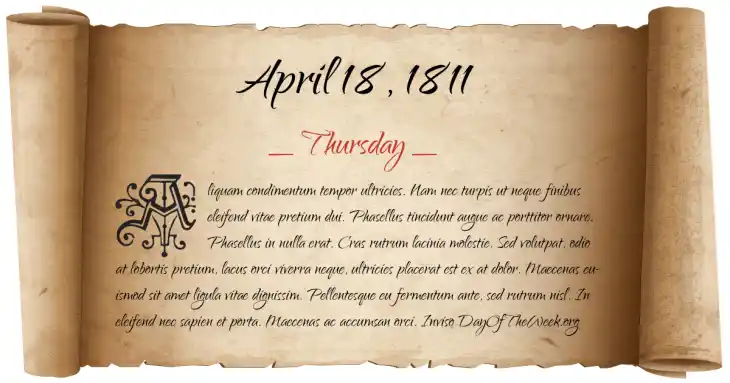 Thursday April 18, 1811