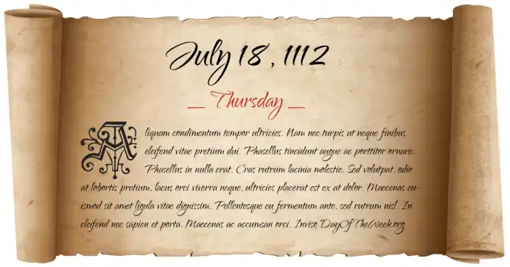Thursday July 18, 1112