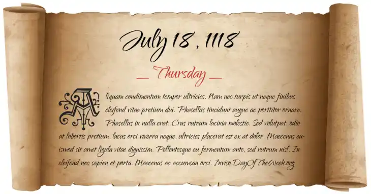 Thursday July 18, 1118