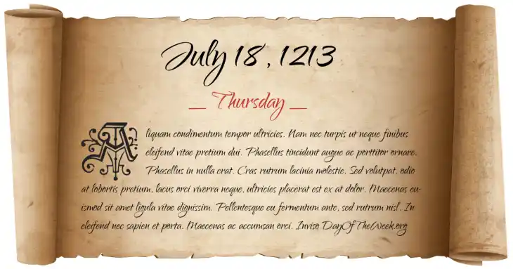 Thursday July 18, 1213