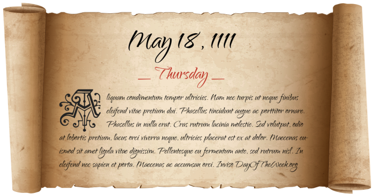 Thursday May 18, 1111