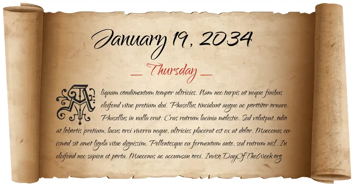 January 19, 2034 date scroll poster