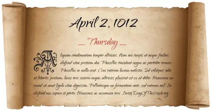 Thursday April 2, 1012