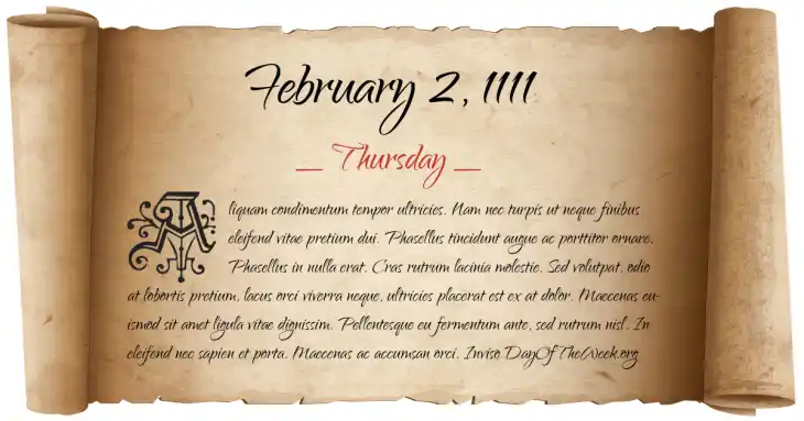 Thursday February 2, 1111