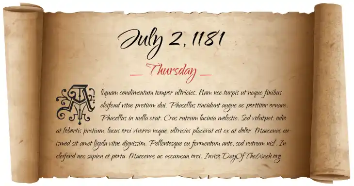 Thursday July 2, 1181