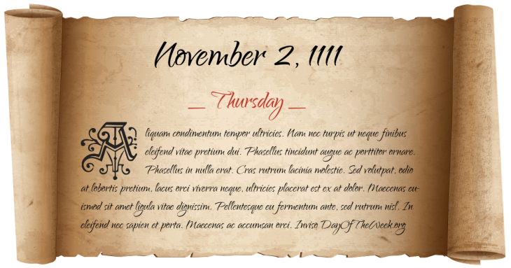 Thursday November 2, 1111