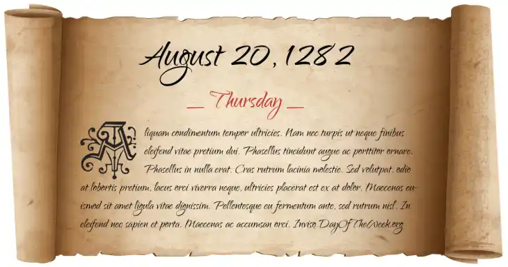 Thursday August 20, 1282