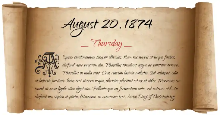 Thursday August 20, 1874