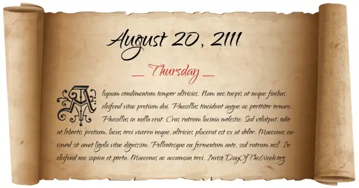 Thursday August 20, 2111