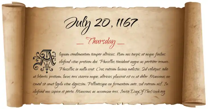 Thursday July 20, 1167