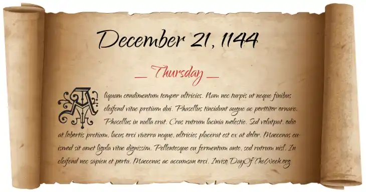 Thursday December 21, 1144