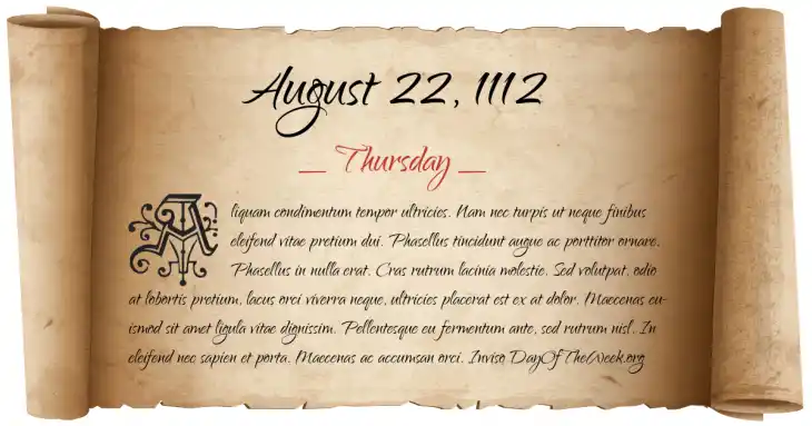 Thursday August 22, 1112