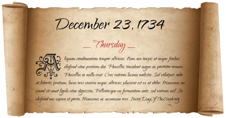Thursday December 23, 1734