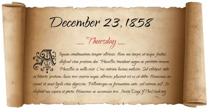 Thursday December 23, 1858