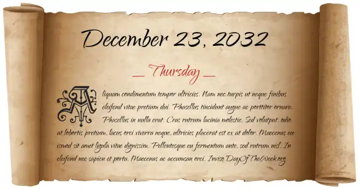 Thursday December 23, 2032