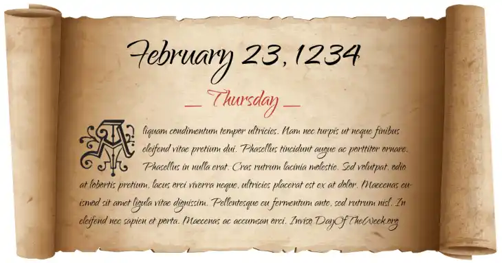 Thursday February 23, 1234