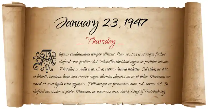 Thursday January 23, 1947