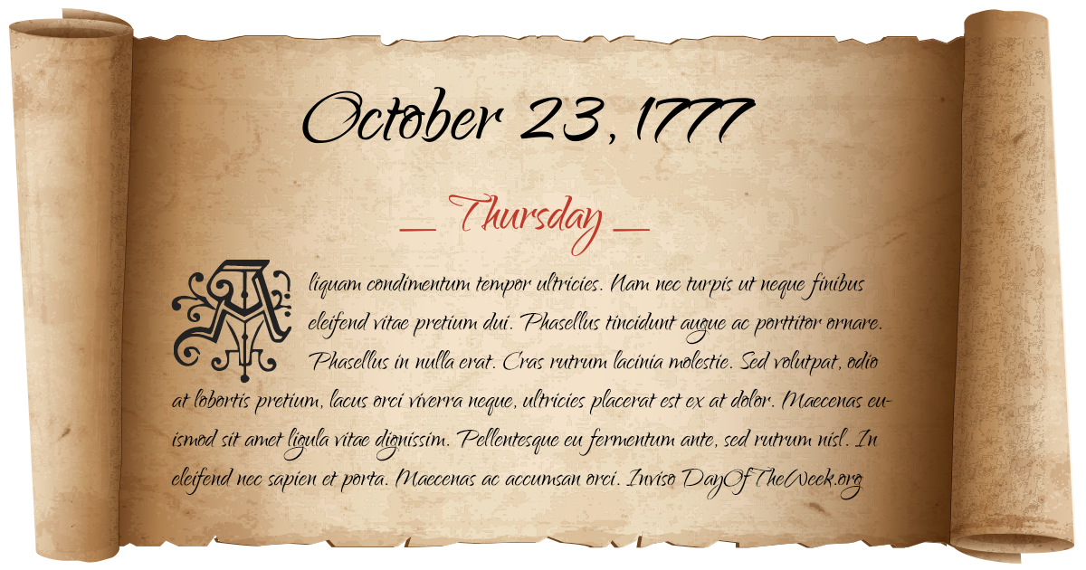 October 23, 1777 date scroll poster