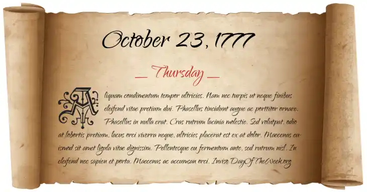 Thursday October 23, 1777