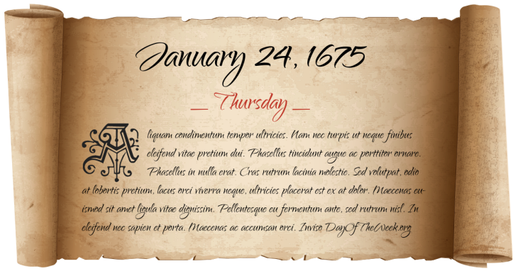 Thursday January 24, 1675
