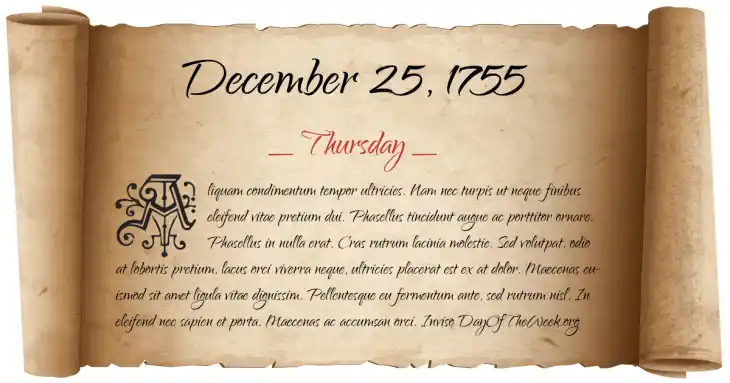 Thursday December 25, 1755